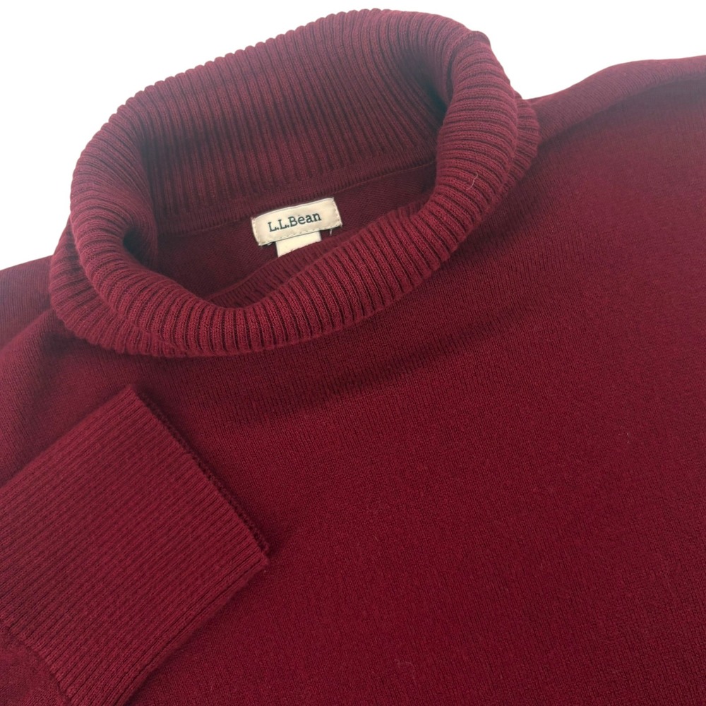 LL Bean Womens XL Burgundy Cotton Cashmere Turtleneck Sweater 291585